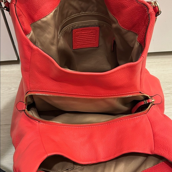Coach Madison Phoebe Shoulder Bag in Coral Red Pebbled Leather - Picture 10 of 15